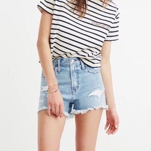 Madewell The Perfect Jean Short in Fiore Wash Destroyed Edition Cutoff